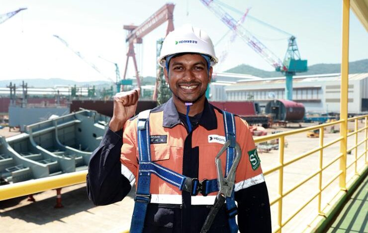 Eewawasam Meegallal-Age Nalinda Kumara, first foreign on-site foreman at the Ulsan-based HD Hyundai Heavy Industries shipyard. Courtesy of HD Hyundai Heavy Industries