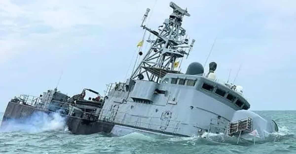 Royal Malaysian Navy Ship Sinks Entirely Off Johor Coast Due To Severe Flooding