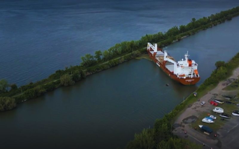 Cargo Ship Runs Aground On St. Lawrence Seaway Near Montreal Blocking Maritime Traffic