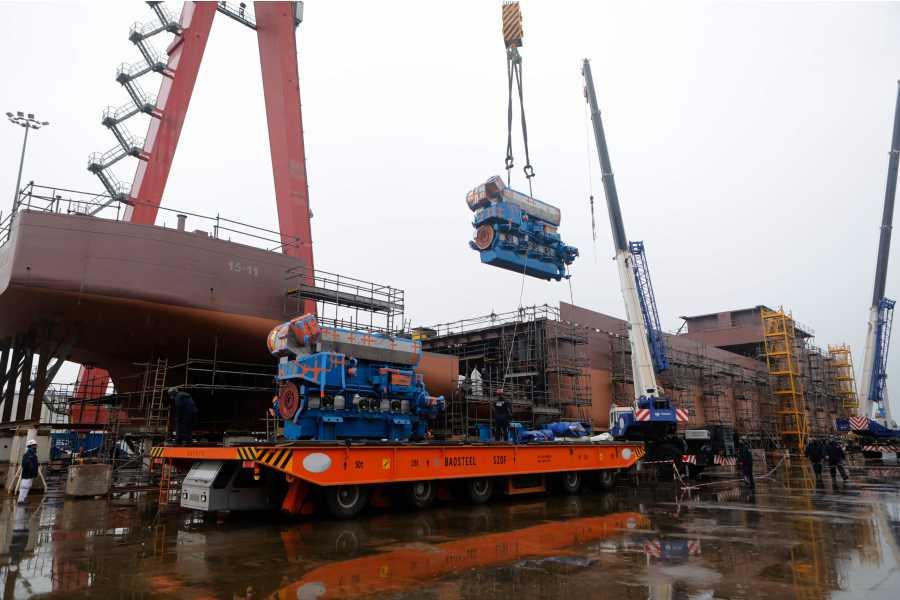 Installation Of Main Engine Boosts ASCO's Ro-Pax Ferry Construction (PHOTO)