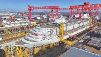 China's second domestically built cruise ship Adora Flora City completes hull