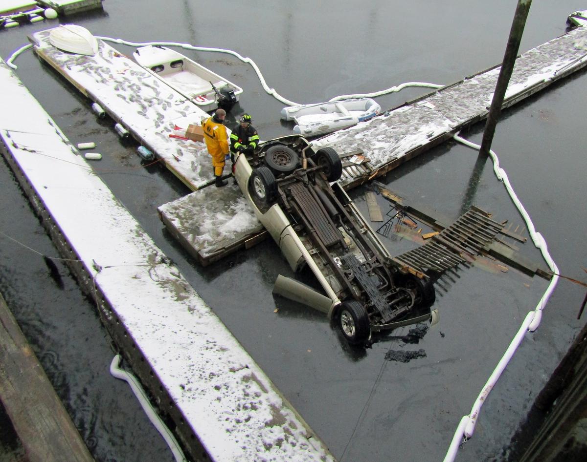 Truck Drove Off Dock and Crashed into Water in Maine