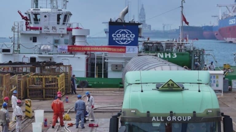 COSCO celebrates landmark green ammonia bunkering operation