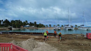 Construction begins on new concrete hardstandat Arutanga Harbour