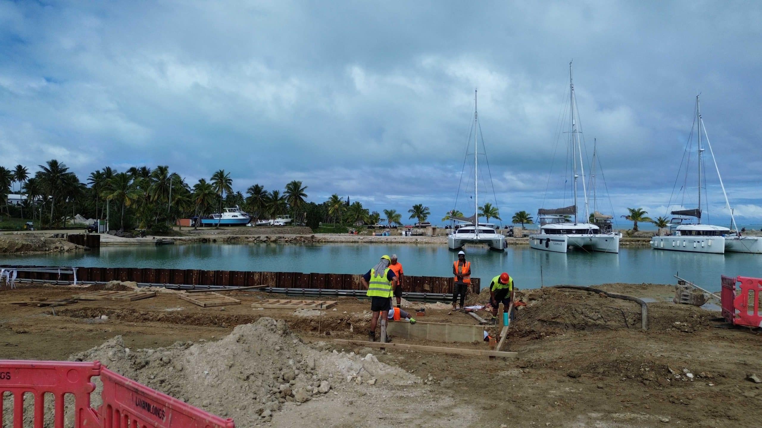 Construction begins on new concrete hardstandat Arutanga Harbour