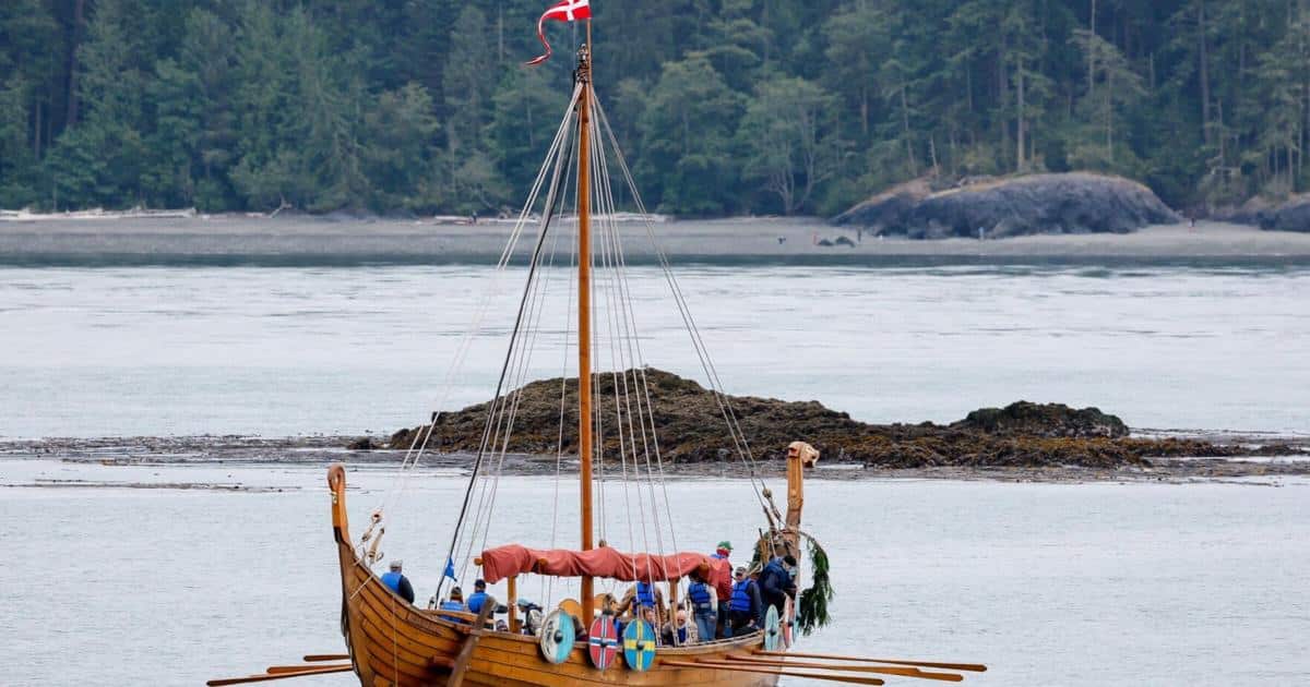 Viking ship Valkyrie sails through WA waters | Northwest