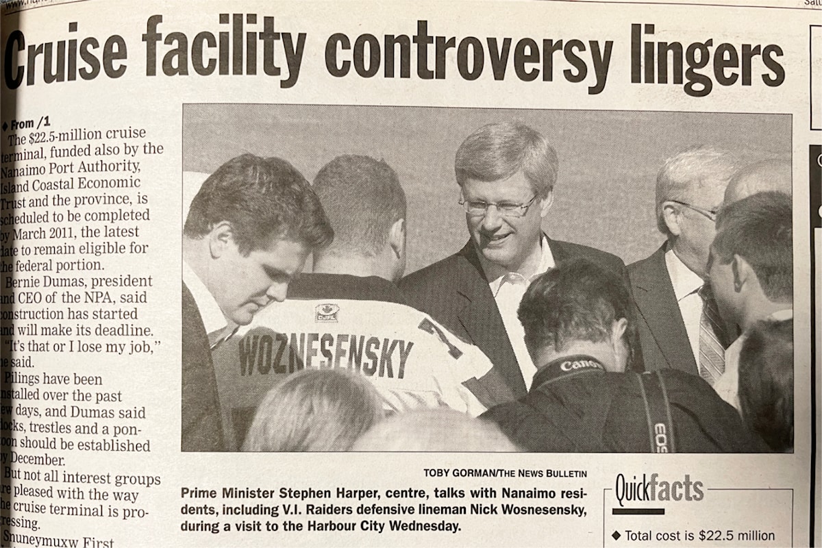 Headline History: Former prime minister looked forward to Nanaimo's cruise ship