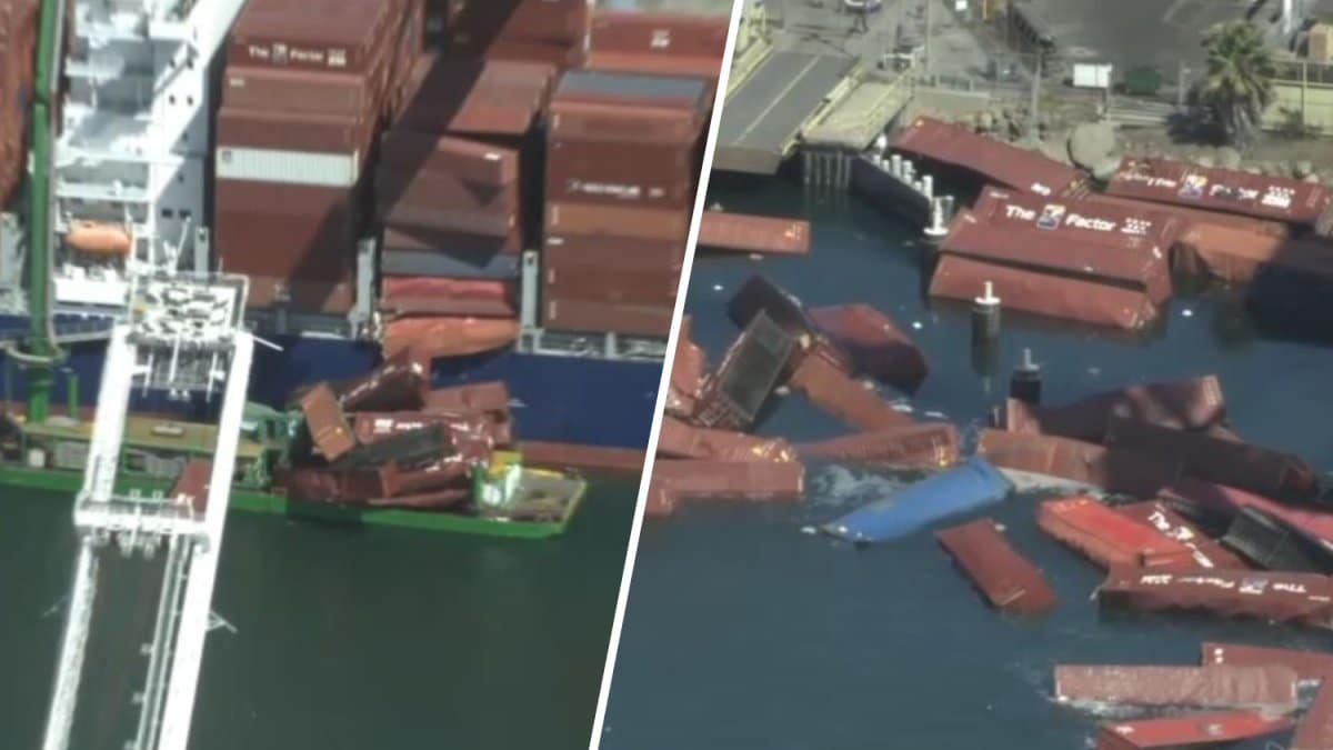 Shipping containers tumble off cargo ship at Port of Long Beach – NBC Los