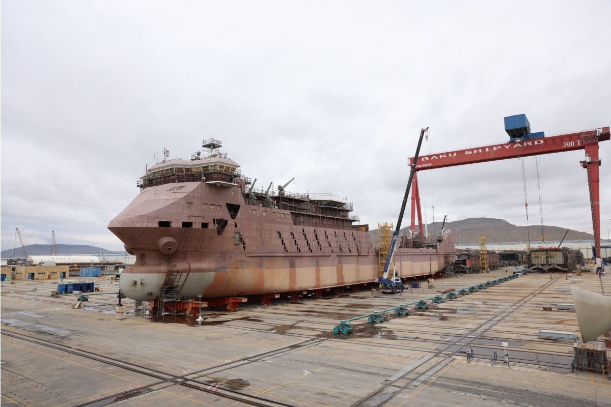 Progress on Third RoPax Ferry at Baku Shipyard