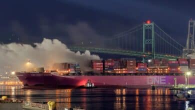 Fire-struck ONE Henry Hudson heads to Asia for repairs