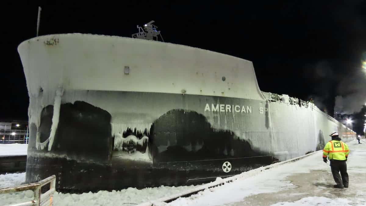 Soo Locks shipping season ends. What was last ship through? When do locks