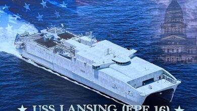 U.S. Navy Christens USNS Lansing Spearhead-Class Fast Transport Ship for