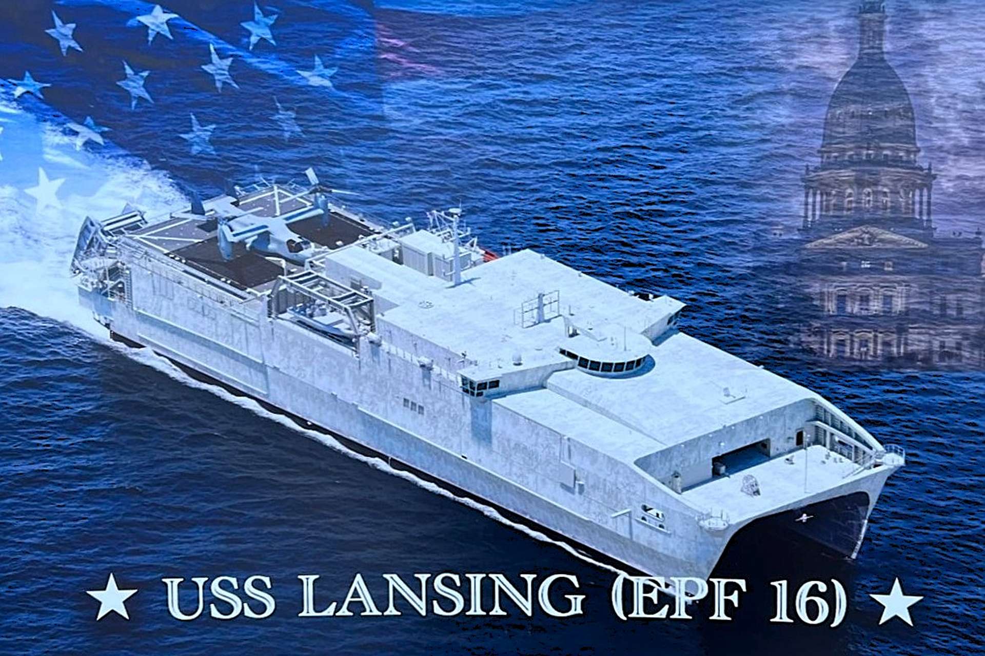 U.S. Navy Christens USNS Lansing Spearhead-Class Fast Transport Ship for
