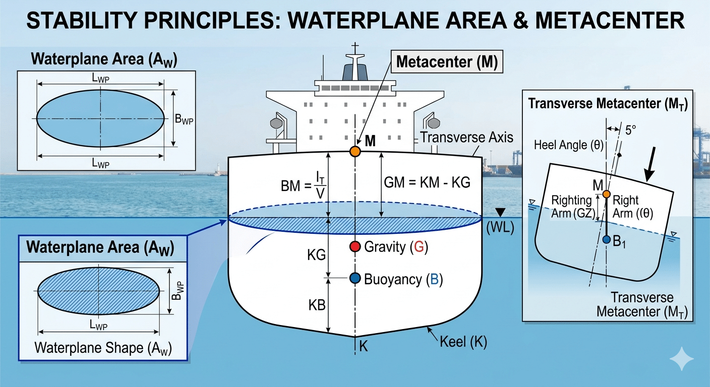 The Physics of Ship Stability: How Waterplane Area Influences the Metacenter