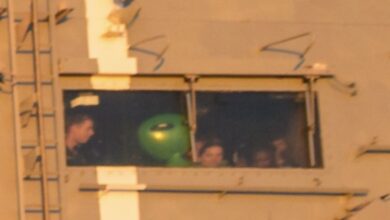 Artemis II astronauts greeted by 'alien' on Navy ship in hilarious unseen images