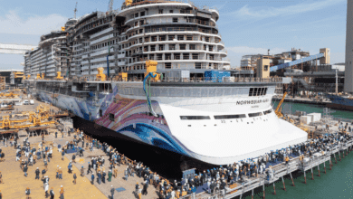 NCL's Biggest Ship Ever Norwegian Aura Floated Out