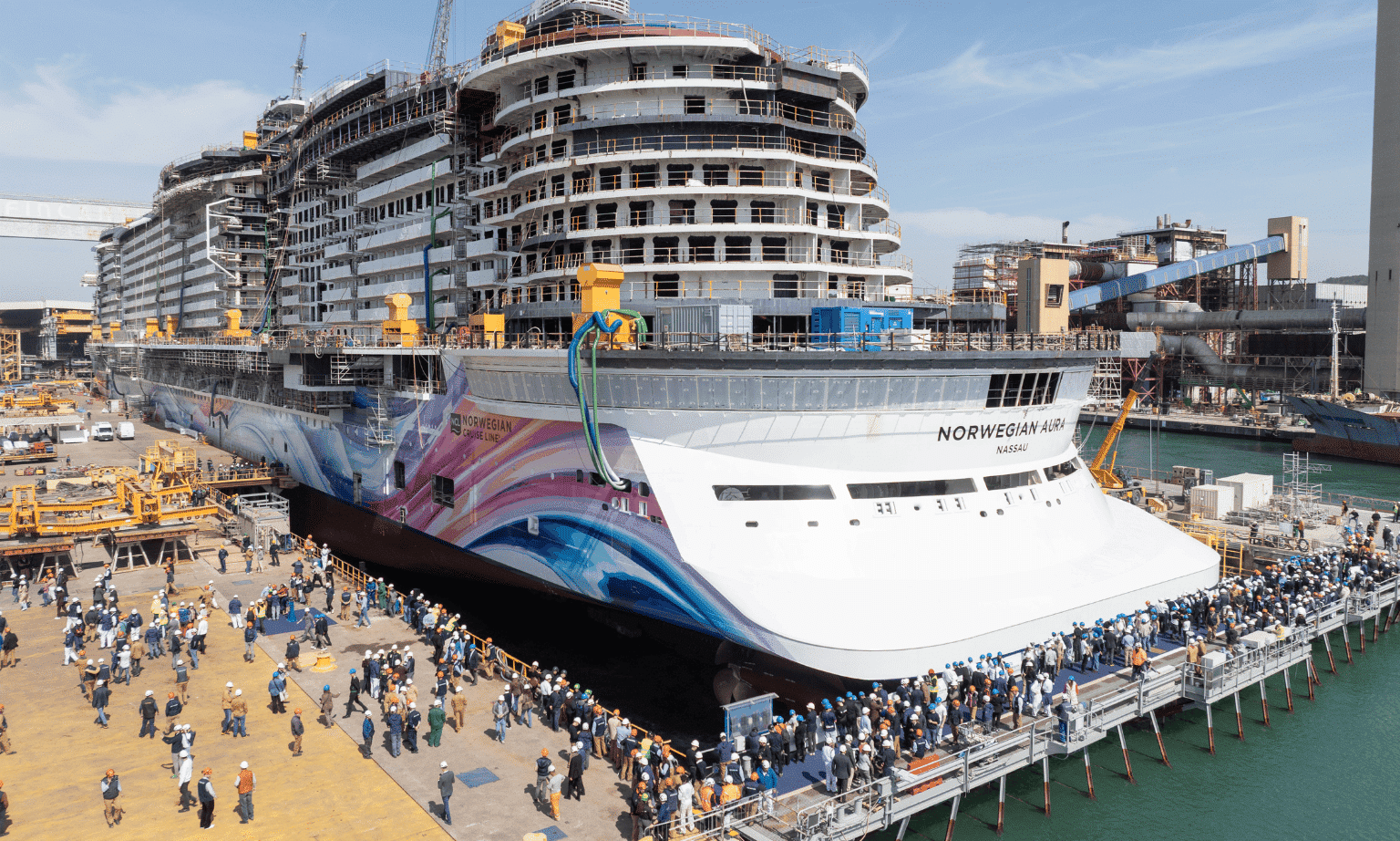 NCL's Biggest Ship Ever Norwegian Aura Floated Out