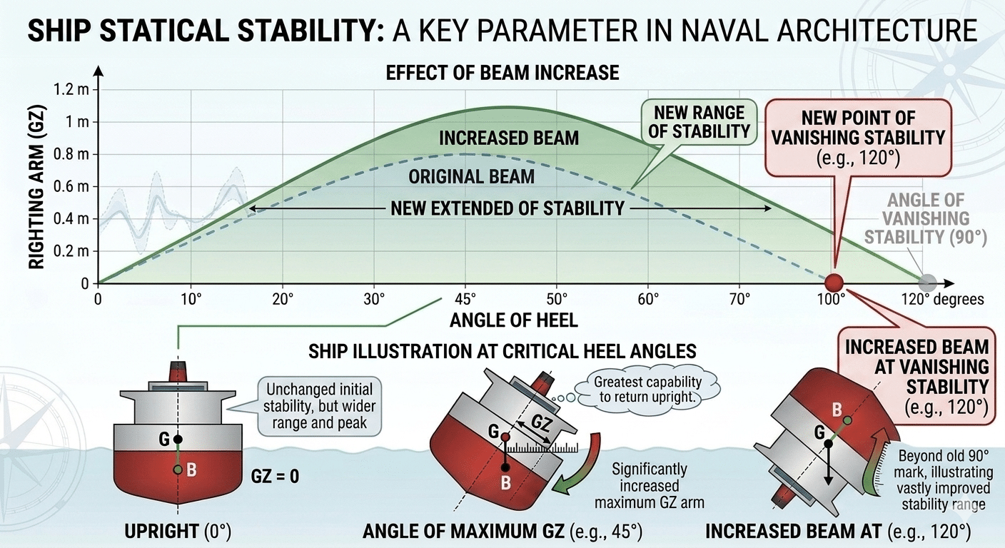 How does an increase in Freeboard aƯect the GZ curve?