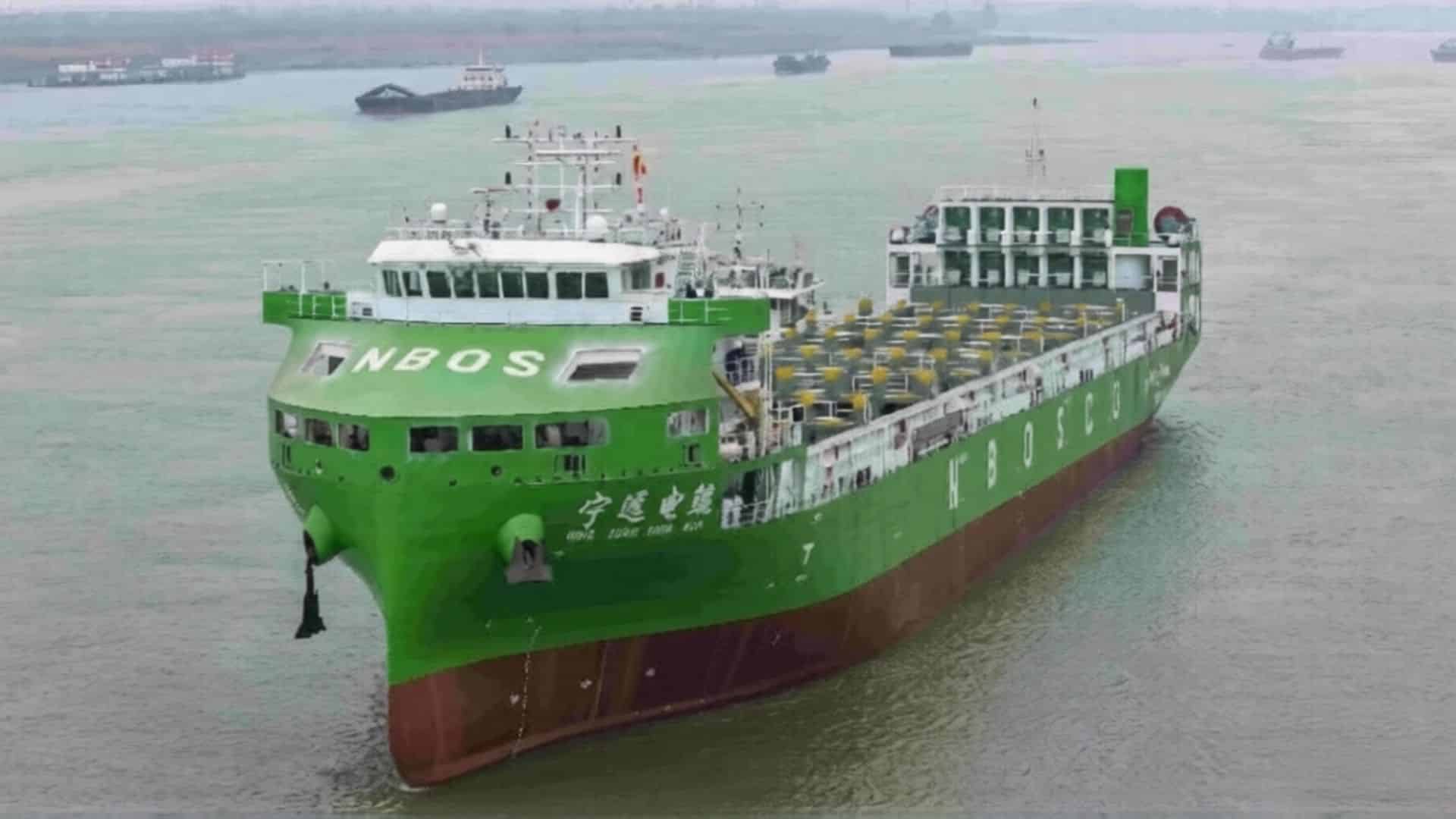 China just launched a massive electric cargo ship, and its battery system alone