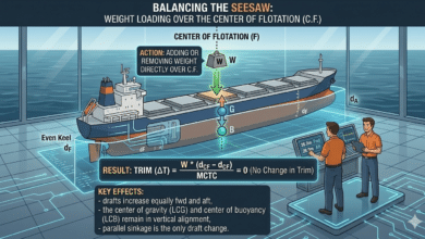 Loading a weight directly over the center of flotation