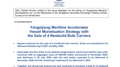 Yangzijiang Maritime Accelerates Vessel Monetisation Strategy with the Sale of 4